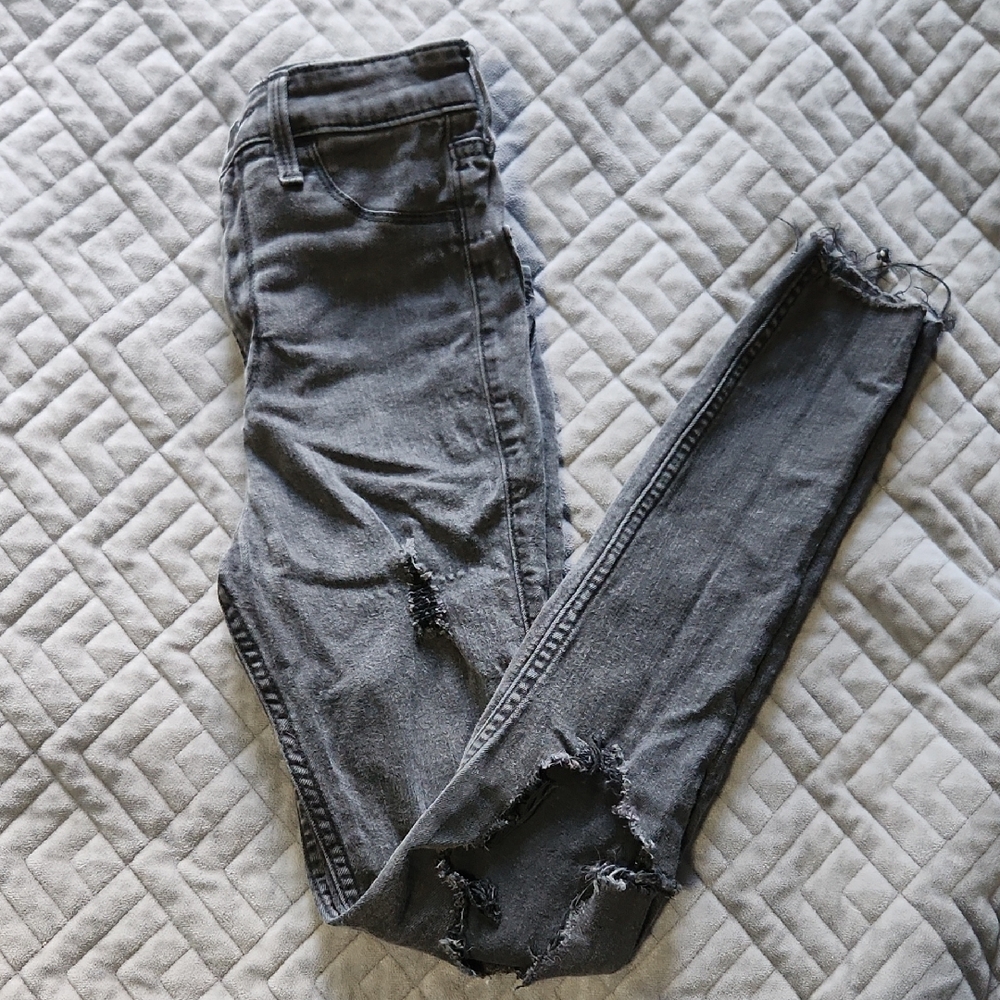 Hollister Women's Distressed Black Skinny Jeans